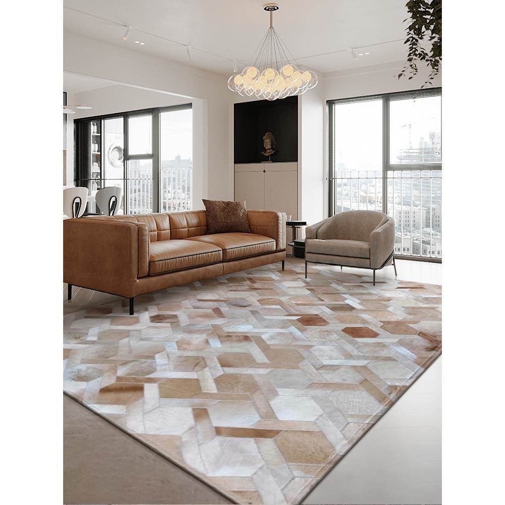 Handmade Rectangle Cowhide Patchwork Rug – Natural Beauty & Style