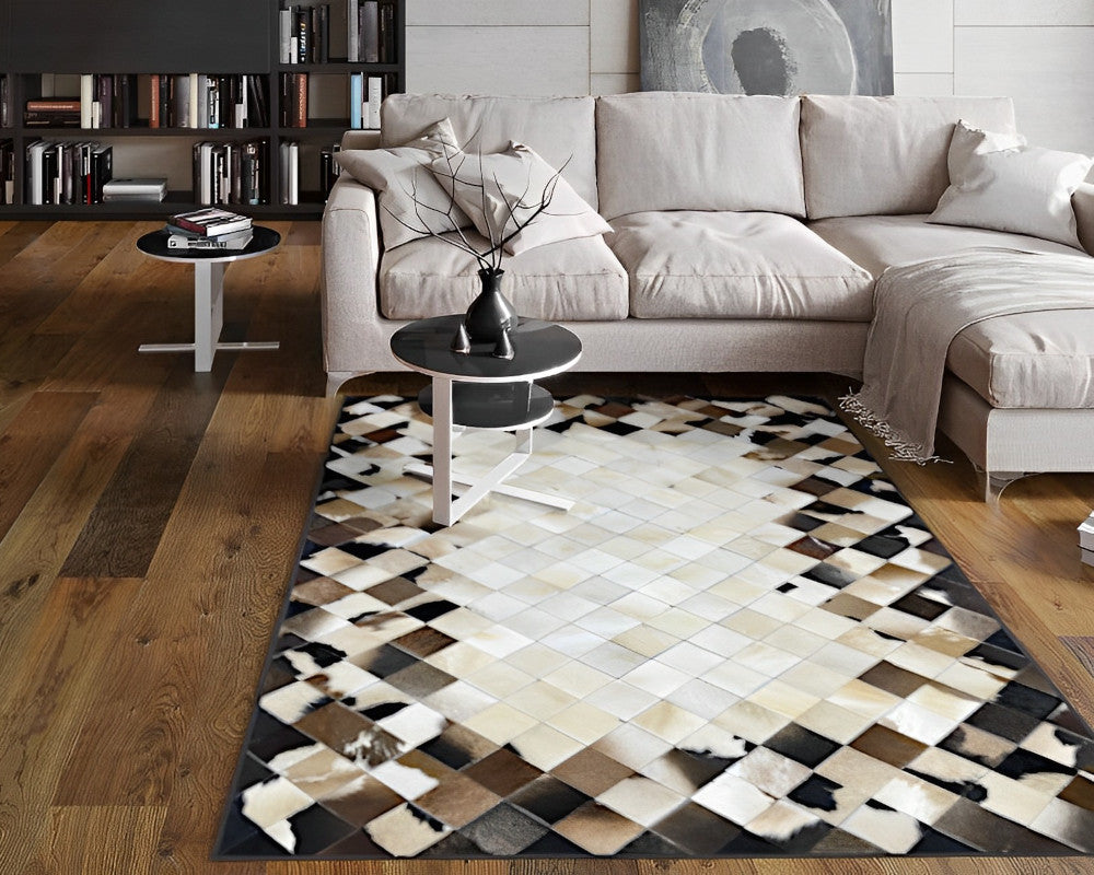 HANDMADE 100% Natural COWHIDE RUG | Patchwork Cowhide Area Rug | Real Cowhide Hallway Runner | Hair on Leather Cowhide Carpet | PR211