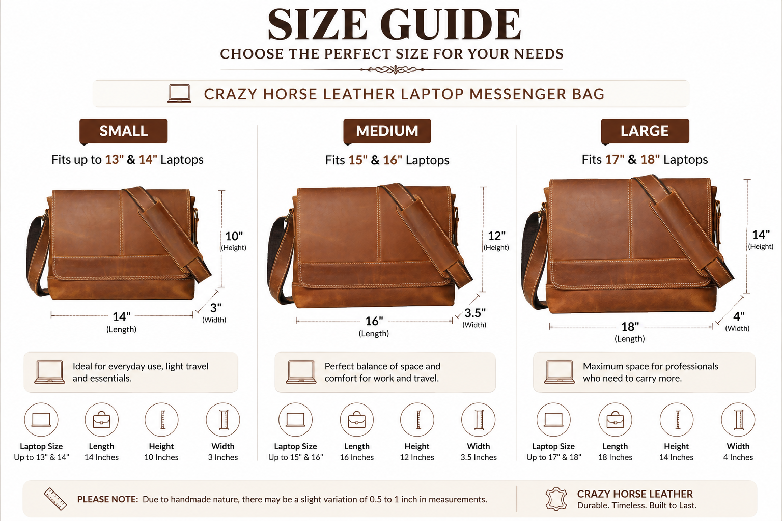 Crazy Horse Leather Laptop Messenger Bag – Crossbody Office & Business Bag
