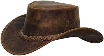 100% Real Leather Cowboy Hat | Cowboy Outback Hat - Classic Western Style