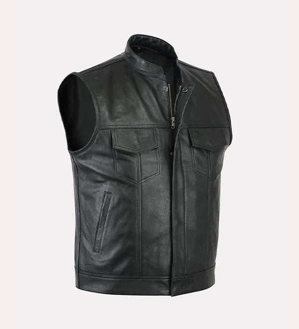 Genuine Leather Motorcycle Vest - Classic Leather Biker Vest for comfortable rides