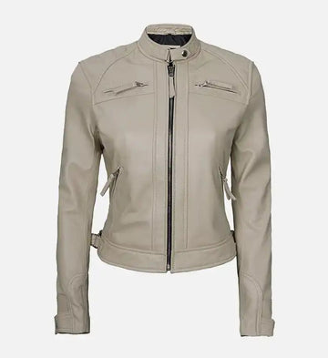 Women’s Signature Sheepskin Diamond Café Racer Leather Jacket
