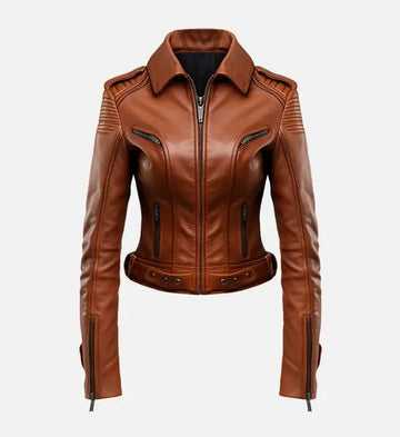 Women’s Sheepskin Stylish Brown Leather Jacket