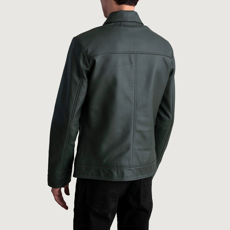 Men’s Sheepskin Leather Rider Jacket with Shirt Collar – Semi-Aniline Finish