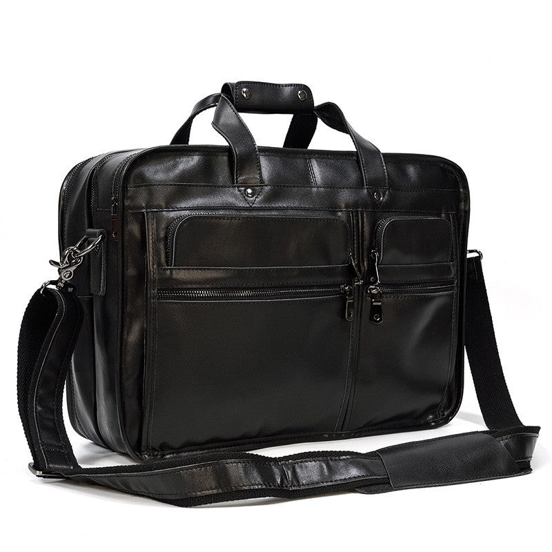 Crazy Horse Leather Laptop Briefcase – 3 Compartment Business Messenger Bag for Men & Women