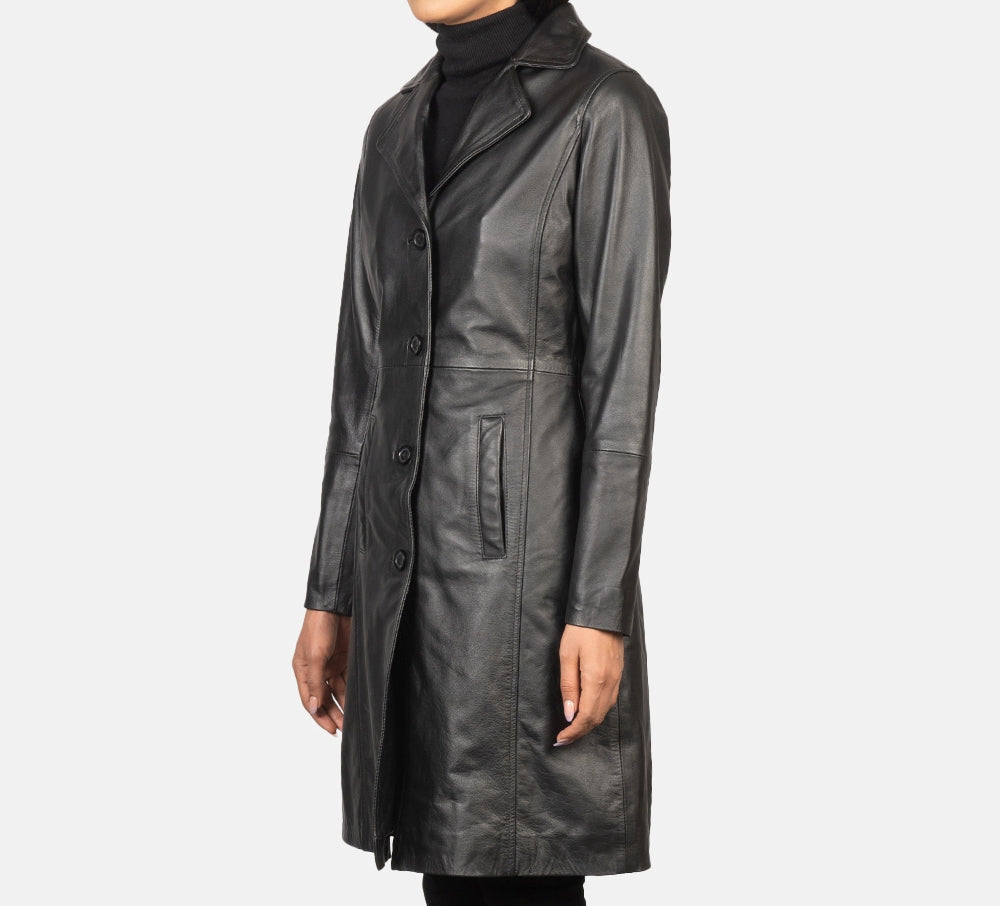 Women's Genuine Leather Long Coat - Leather Trench for Girls - Luxury Leather Duster Coat