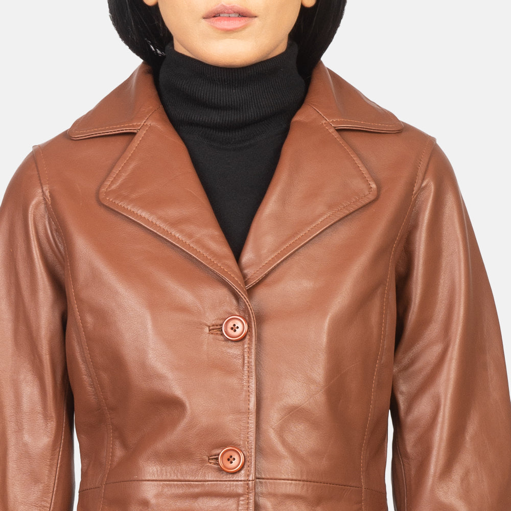 Women's Genuine Leather Long Coat - Leather Trench for Girls - Luxury Leather Duster Coat