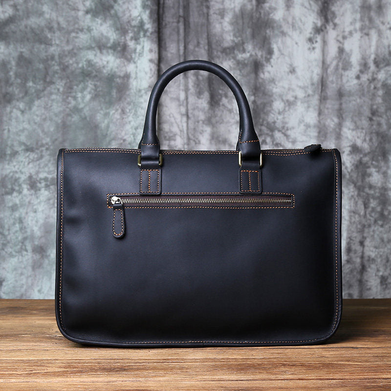 Crazy Horse Leather Laptop Briefcase – Vintage Business Office Messenger Bag