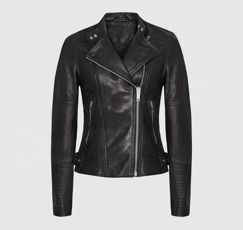 Chic Women's Leather Jacket – Versatile Biker, Moto, Classic Styles for Every Look - Real Leather Jacket for Girls