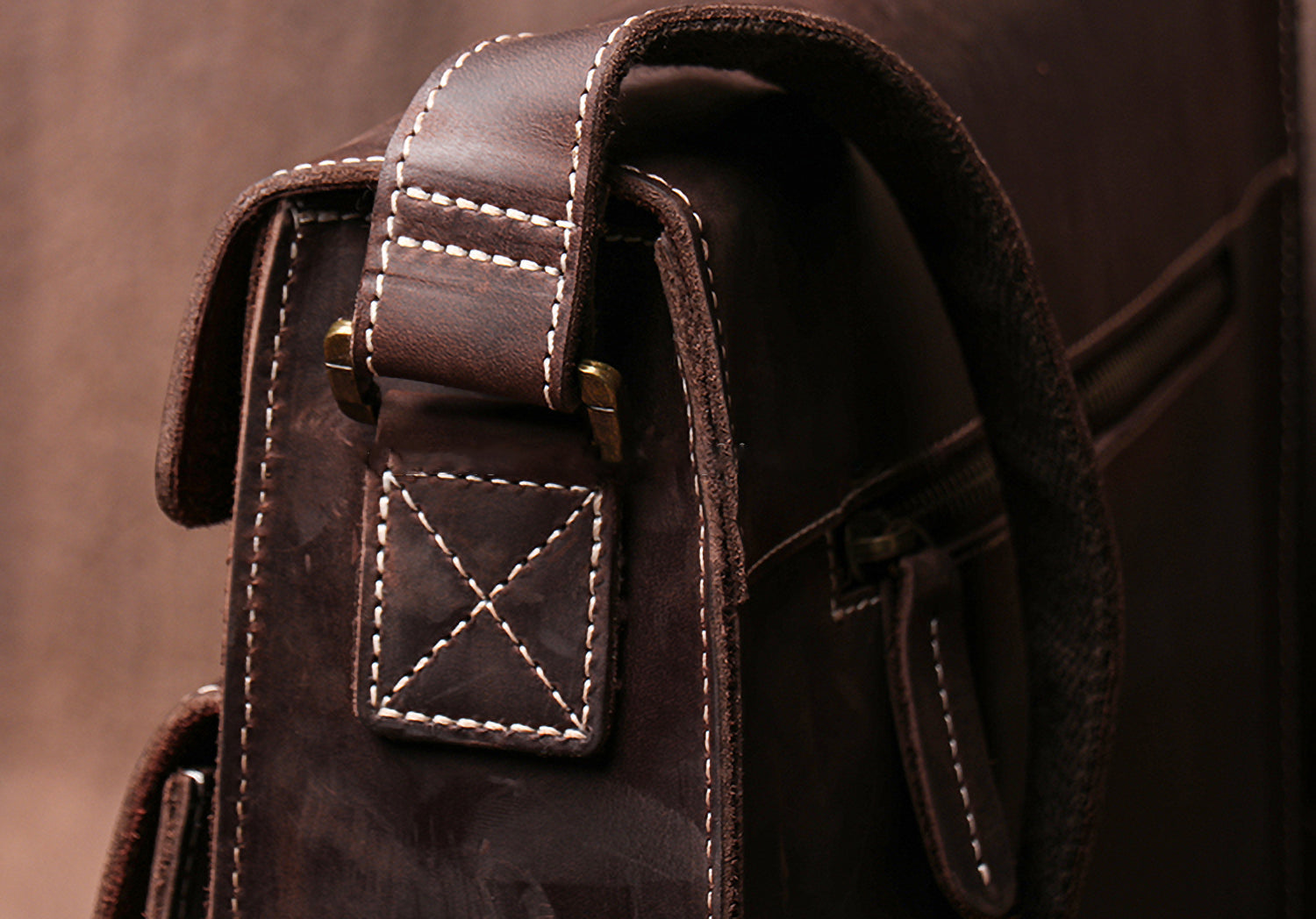 Crazy Horse Leather Laptop Messenger Bag – Vintage Crossbody Business & Office Bag