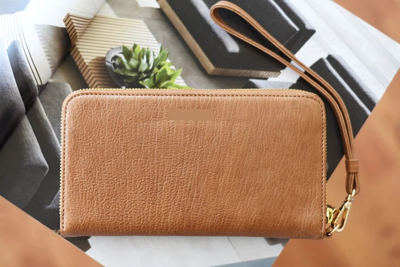 100% Natural Cowhide Clutch Wallet | Genuine Cow Skin Leather Clutch Pouch / Chic Purse for Women