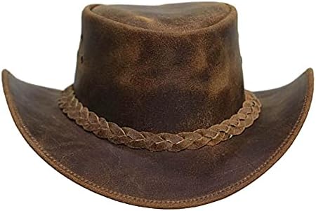 100% Real Leather Cowboy Hat | Cowboy Outback Hat - Classic Western Style