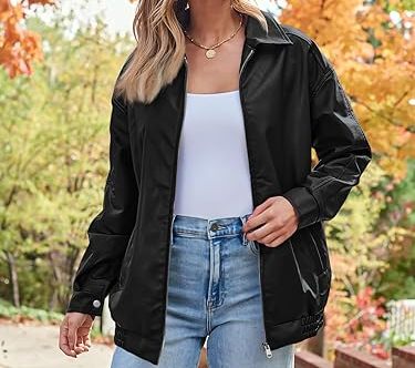 Women Real Leather Jacket - Trendy Bomber Moto Jacket - Oversized Leat