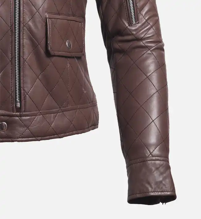 Women’s Sheepskin Brown Leather Puffer Jacket