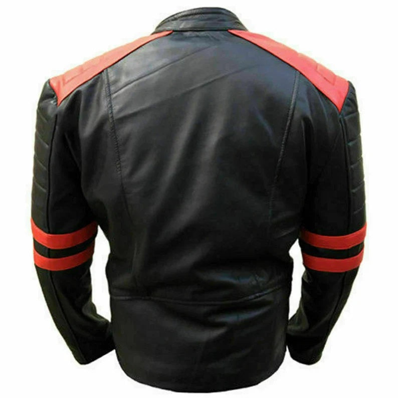 Men's Cafe Racer Biker Leather Jacket - Retro Style Lambskin Leather Jacket - Vintage Motorcycle Jacket