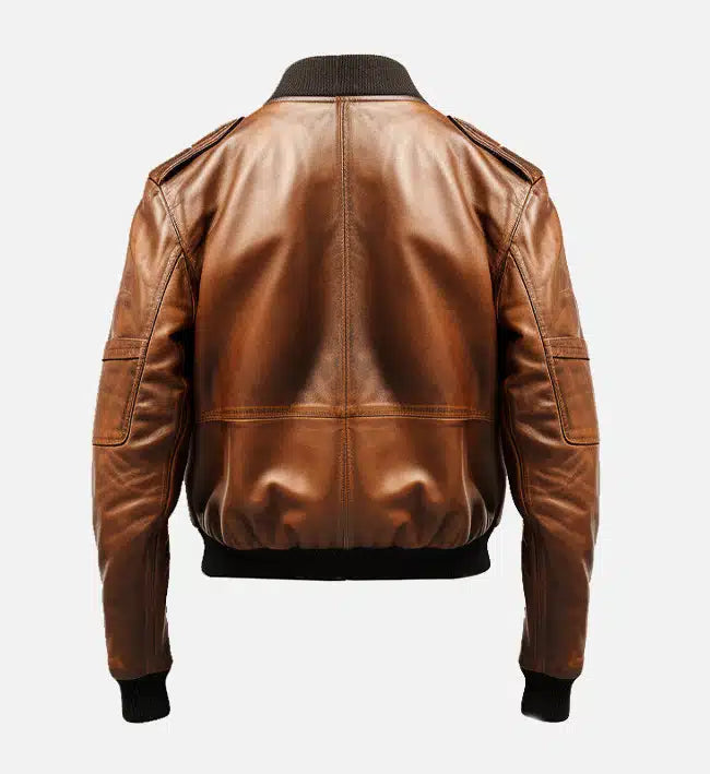 Men’s Sheepskin Distressed Brown Bomber Vintage Leather Jacket