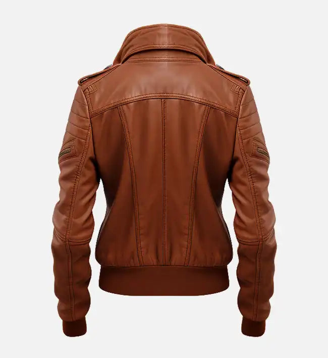 Women’s Sheepskin Brown Vintage Bomber Leather Jacket