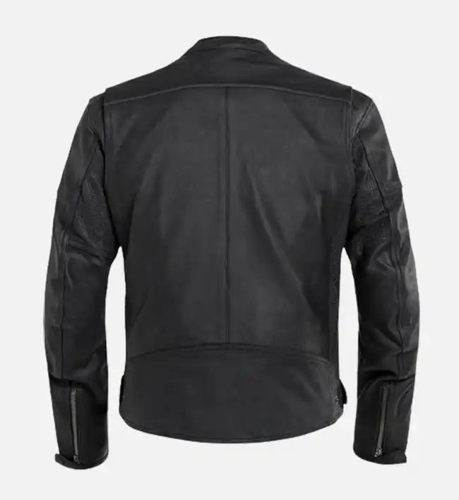 Men’s Sheepskin Leather café Racer Jacket – Black with Classic Silhouette