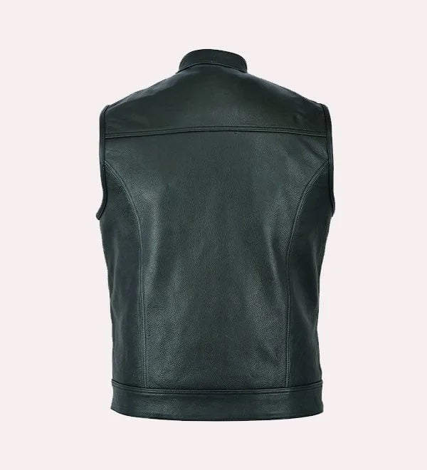 Genuine Leather Motorcycle Vest - Classic Leather Biker Vest for comfortable rides