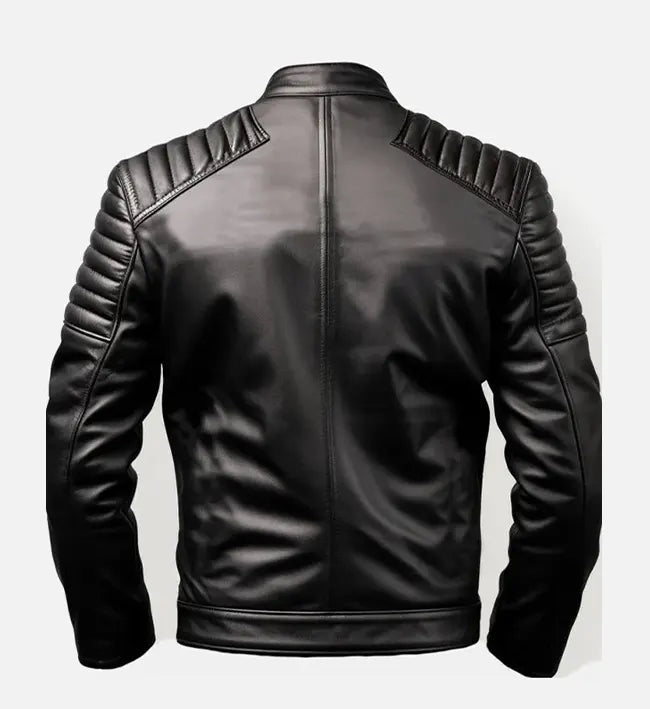 Men’s Vintage Sheepskin Slim fit Black Leather Jacket