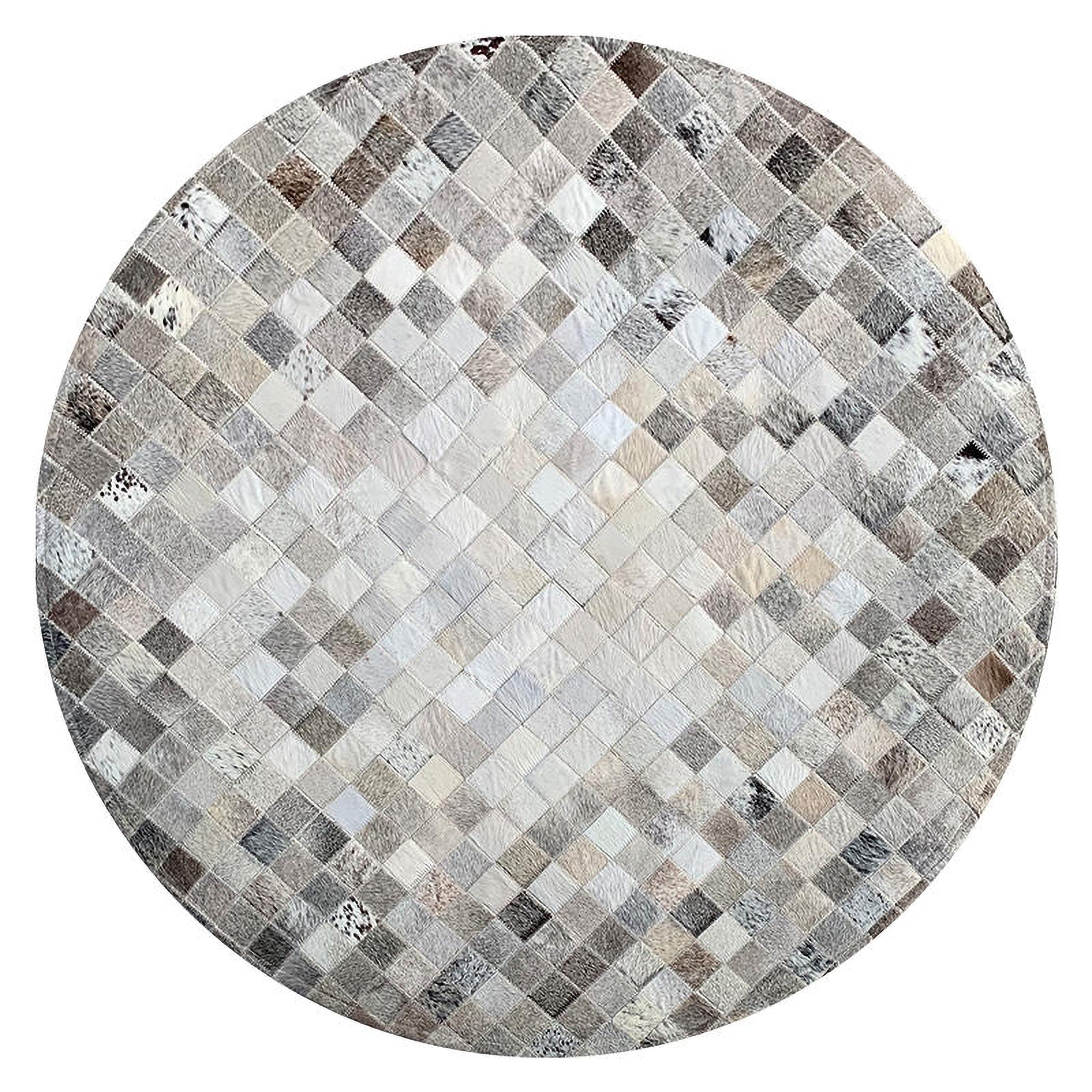 Handcrafted Hair-On Cowhide Patchwork Round Rug – Natural Beauty