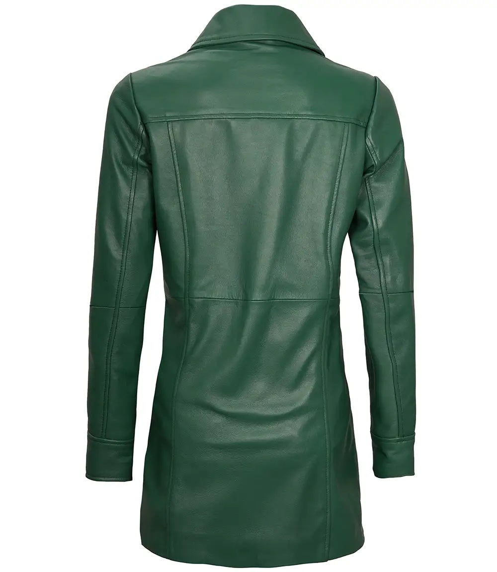 Women's Genuine Leather Long Coat - Leather Trench for Girls - Luxury Leather Duster Coat