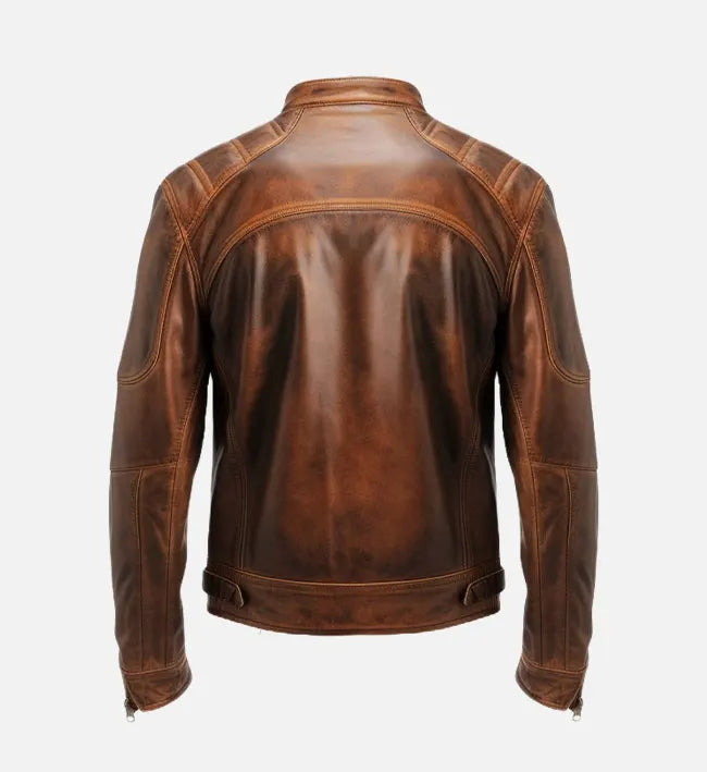 Genuine Vintage Distressed Sheepskin Leather Jacket – Brown