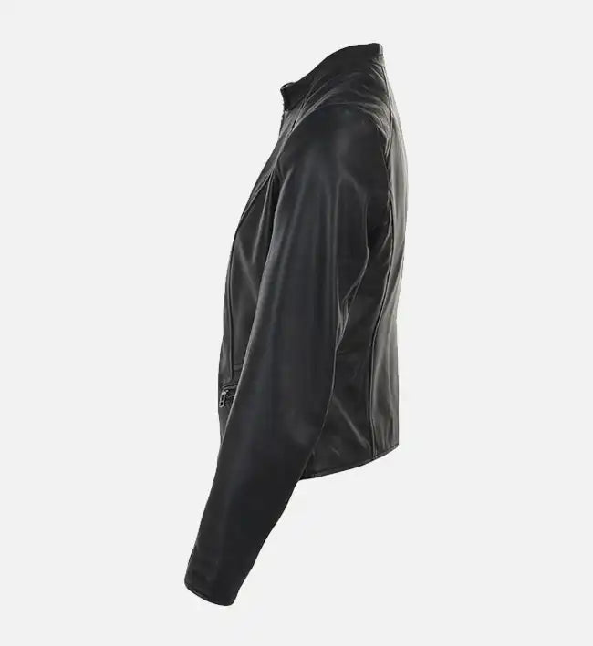 Women’s Sheepskin Leather Bomber Jacket – Classic Quilted Shoulder Design