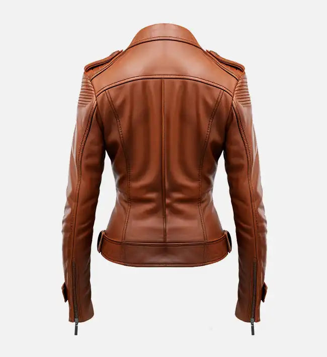 Women’s Sheepskin Stylish Brown Leather Jacket