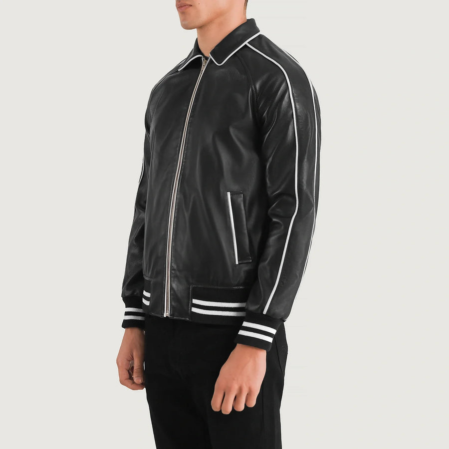 Men’s Semi-Aniline Sheepskin Leather Jacket with Raglan Sleeves