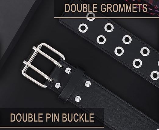 Double Grommet Leather Belt - Handcrafted, Durable, 100% Genuine Leather Punk Belt, Two Hole Belt