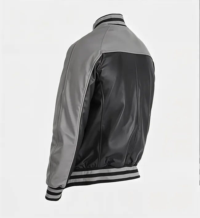 Men’s Sheepskin Leather Bomber Jacket – Multicolor with Ribbed Hemline and Iconic Detailing