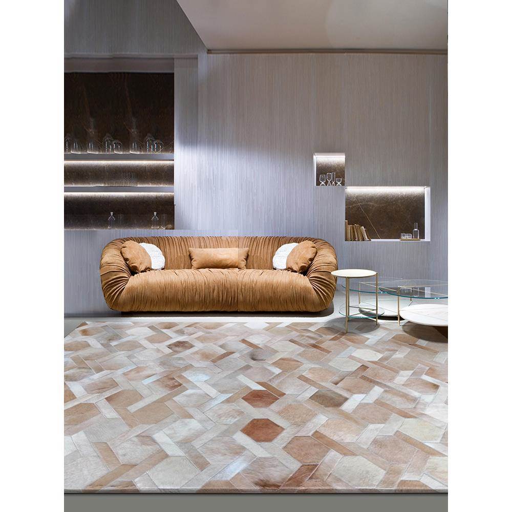 Handmade Rectangle Cowhide Patchwork Rug – Natural Beauty & Style