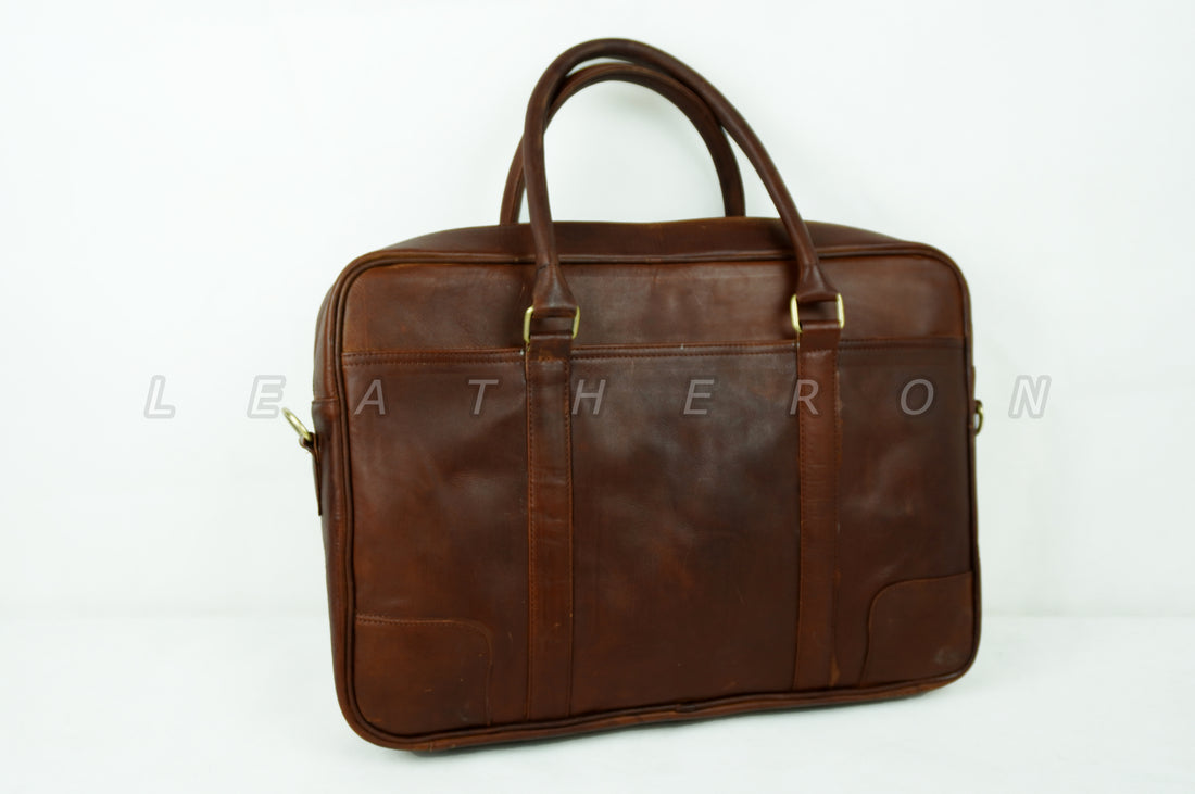 Genuine Suede Leather Laptop Bag with Slim and Smart Design