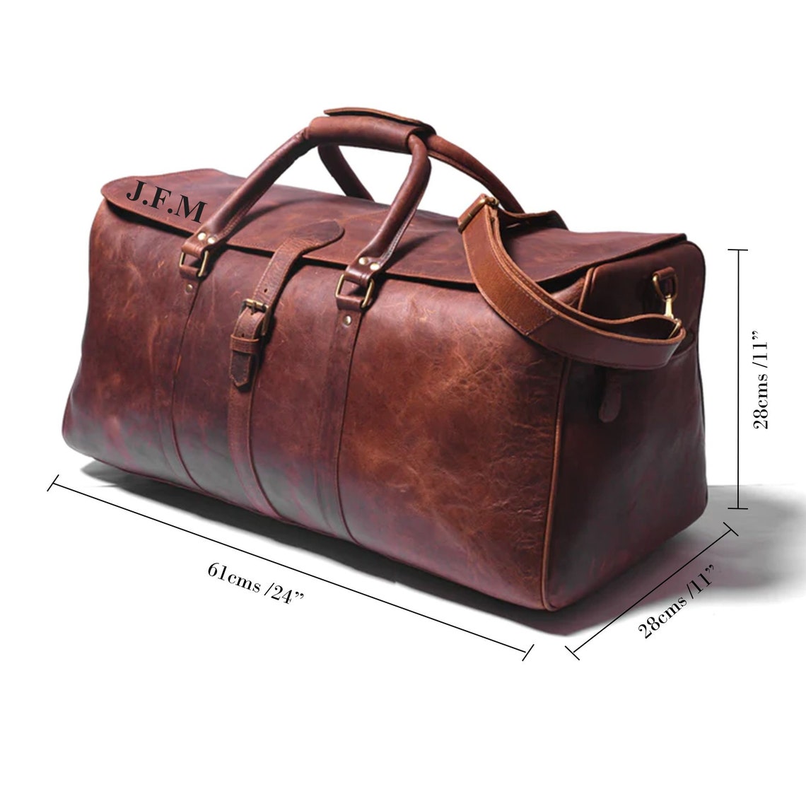 Handcrafted Buffalo Leather Weekender Bag– Carry-On Travel Duffle