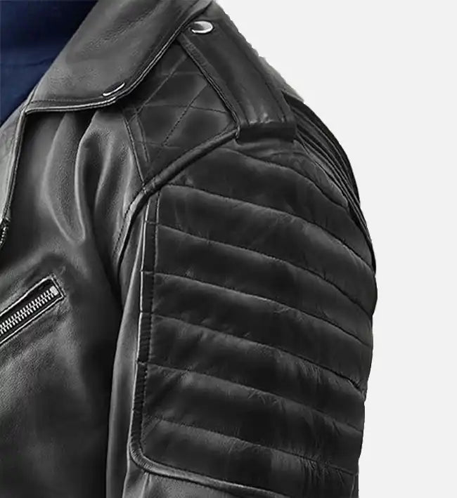 Women’s Black Sheepskin Asymmetrical Leather Biker Jacket with Belt