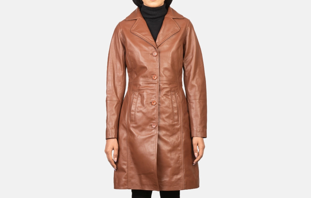 Women's Genuine Leather Long Coat - Leather Trench for Girls - Luxury Leather Duster Coat