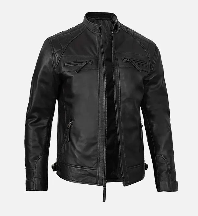 Men’s Sheepskin Premium Black Café Racer Jacket