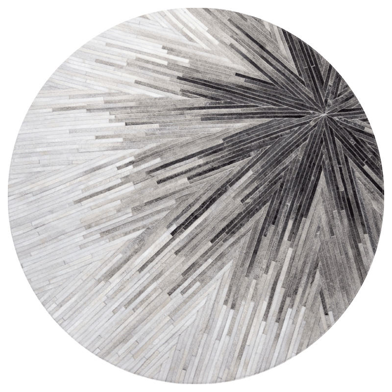 Natural Cowhide Patchwork Round Rug – Handmade Artisan Design