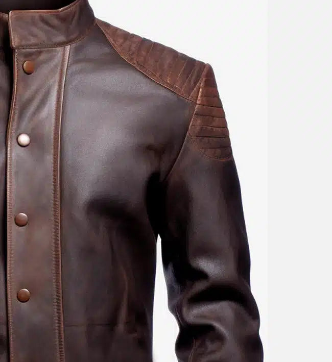 Men’s Genuine Sheepskin Brown Distressed Leather Jacket