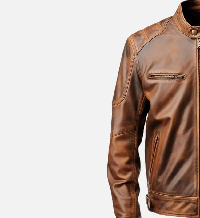 Genuine Vintage Distressed Sheepskin Leather Jacket – Brown