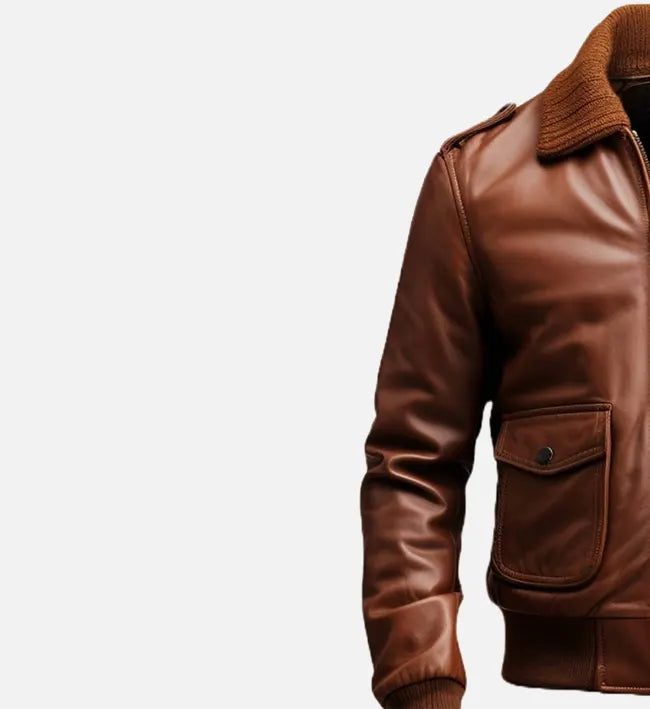 Men’s Sheepskin Brown Bomber Aviator Leather Jacket