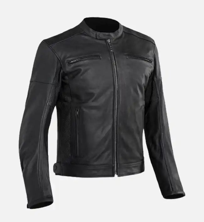 Men’s Sheepskin Leather café Racer Jacket – Black with Classic Silhouette