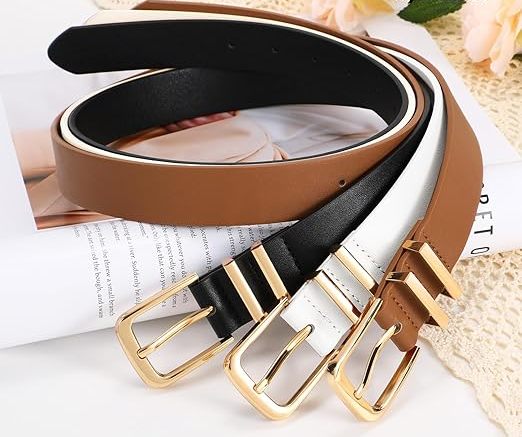 Women's Stylish Gold Buckle Leather Belt - Handcrafted 100% Genuine Leather Chic Belt Fashion