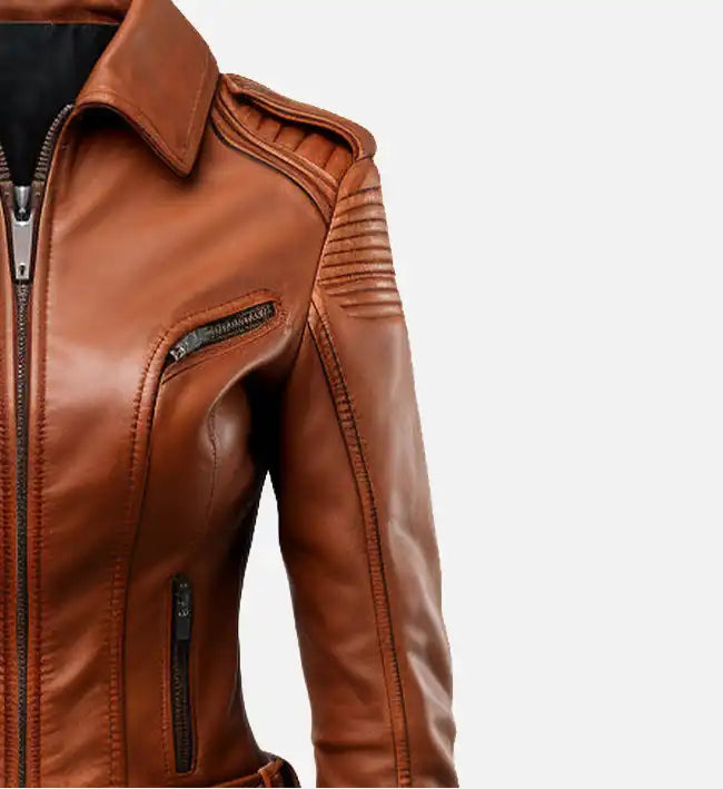 Women’s Sheepskin Stylish Brown Leather Jacket