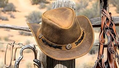 100% Real Leather Cowboy Hat | Handmade Western Style Unisex