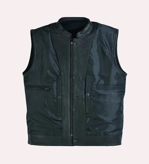 Genuine Leather Motorcycle Vest - Classic Leather Biker Vest for comfortable rides
