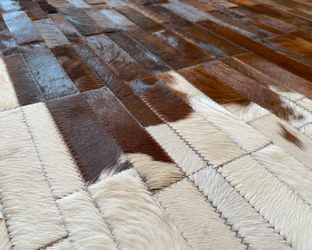 HANDMADE 100% Natural COWHIDE RUG | Patchwork Cowhide Area Rug | Real Cowhide Hallway Runner | Hair on Leather Cowhide Carpet | PR209