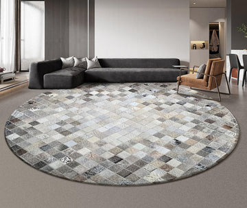 Handcrafted Hair-On Cowhide Patchwork Round Rug – Natural Beauty