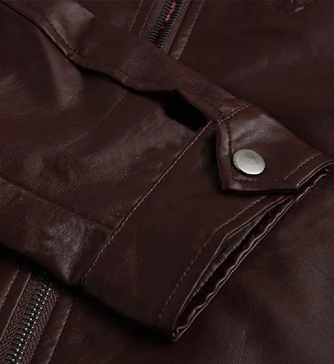 Men’s Sheepskin Premium Dark Brown Leather Café Racer Jacket